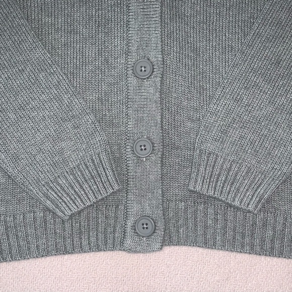 Brandy Melville “Shannon” Gray Button Down V-Neck Cardigan Sweater. - Picture 4 of 7